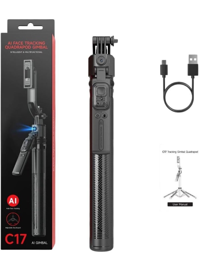 SMARTX C17 AI Face Tracking Gimbal Phone Portable Selfie Stick 360°rotation Bracket Anti-Shake Wireless Bluetooth Live TripodAi Follow-Up Anti-Shake Gimbal Quadruped Fully Automatic Photo Artifact - Image 5