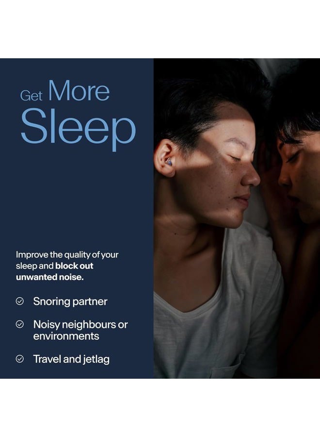 Alpine SleepDeep – سدادات أذن للنوم - شكل بيضاوي ثلاثي الأبعاد جديد وناعمة للغاية وقابلة لإعادة الاستخدام لإلغاء الضوضاء - تقليل الضوضاء بمقدار 27 ديسيبل - مثالية للنائمين على الجانب وتمنع الشخير (S+ M/L) - Image 4