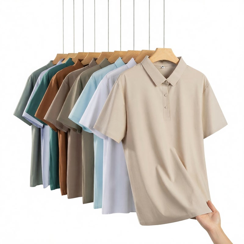 Men's Short Sleeve Polo Shirt Ice Silk Seamless Casual Top