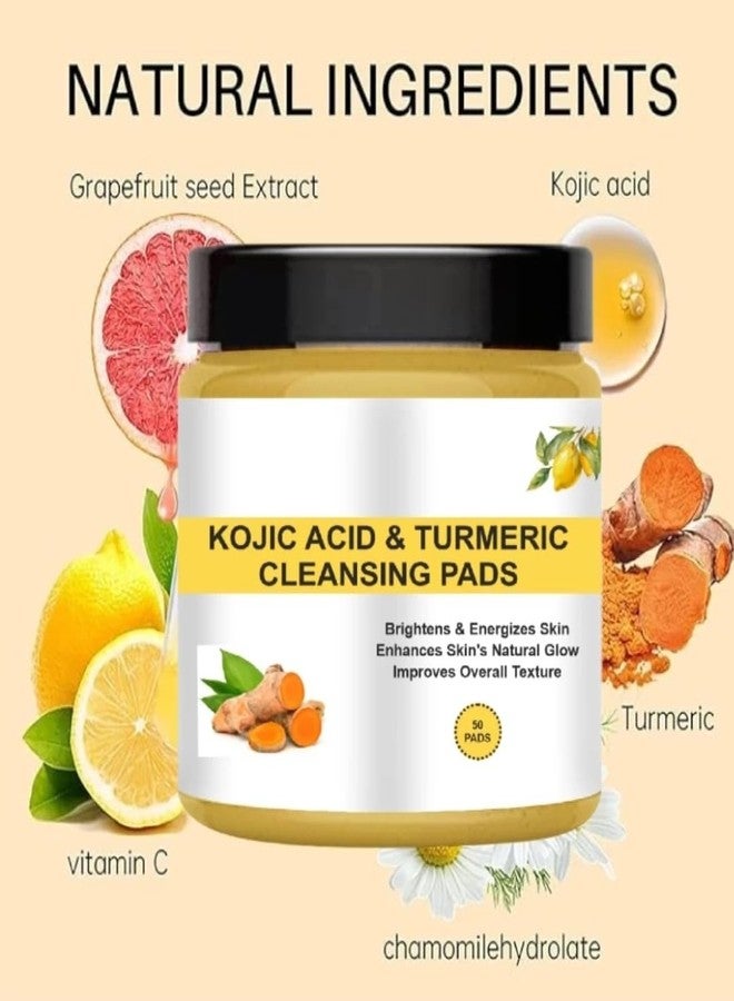 SEINON'S Turmeric Kojic Acid Pads, 50 Pack Acid Turmeric Cleansing Pads, Turmeric Exfoliators, Foam Pads for Cleansing, Brightening, Moisturizing (Pack Of 2) - Image 2