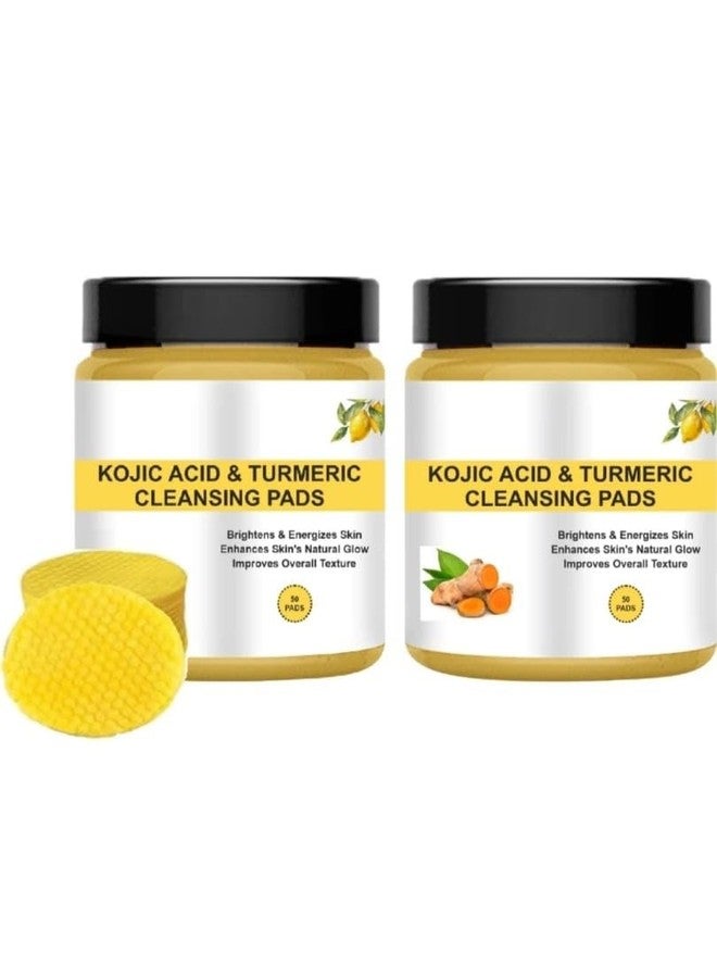 SEINON'S Turmeric Kojic Acid Pads, 50 Pack Acid Turmeric Cleansing Pads, Turmeric Exfoliators, Foam Pads for Cleansing, Brightening, Moisturizing (Pack Of 2) - Image 1