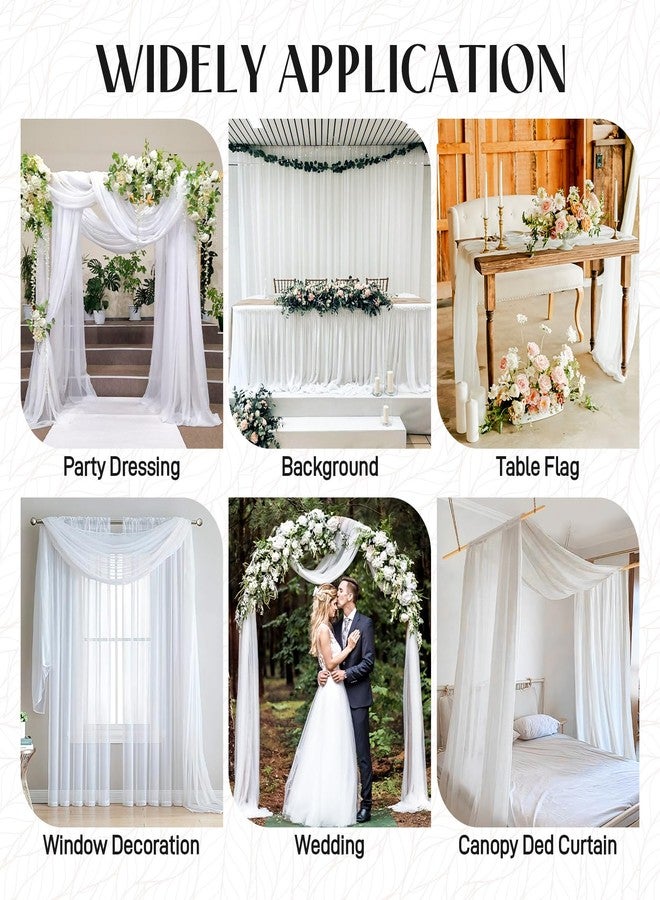 URMAGIC Canopy Bed Curtains with Lights for Girls & Adults, 2 Panels Sheer Bed Canopy Curtains for Full/Queen Metal Bed Frame, Scarf Valance Canopy Bed Drapes, 37.4" X 228", Easy Install, White - Image 3