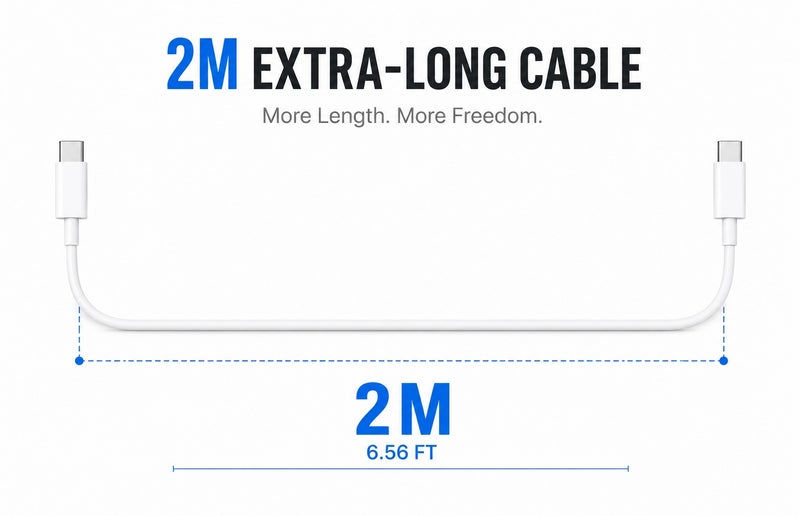 2M USB-C to USB-C Charging Cable for iPhone and Samsung, 6.56FT Type-C Fast Charging Cable for Compatible iPhone and Samsung Devices - Image 2