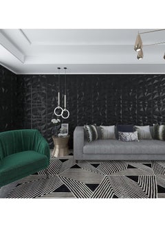 Hihonor Decorative 3D Wall Panels in Diamond Design, Interior Wall Decor, PVC Textured Wall Panels, wall paper peel and stick modern for Living Room Lobby Bedroom Hotel Office, 12 Pack (Black,30*30 cm)  - Image 5