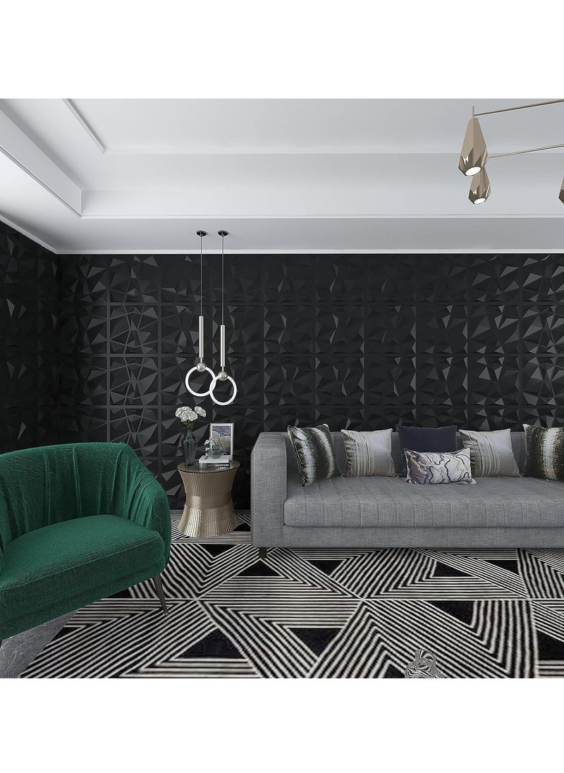Hihonor Decorative 3D Wall Panels in Diamond Design, Interior Wall Decor, PVC Textured Wall Panels, wall paper peel and stick modern for Living Room Lobby Bedroom Hotel Office, 12 Pack (Black,30*30 cm)  - Image 5