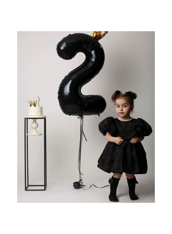 40 Inch Black Foil Number Balloon, Large Mylar Numbers for Birthday Anniversary Retirement Party Decorations (0, 10, 20, 30, 40, 50, 60, 100), Helium Free (2) - Image 3