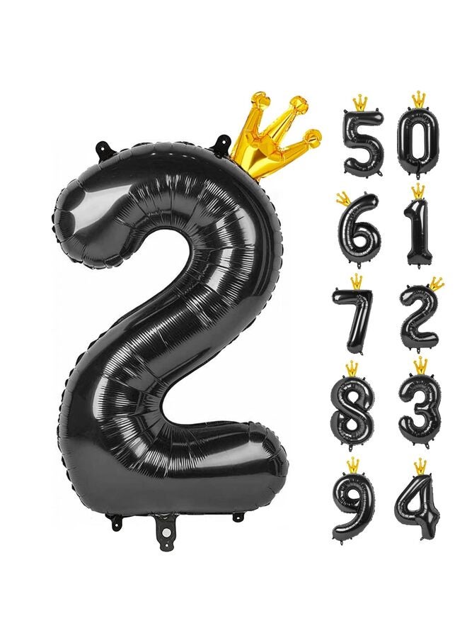 40 Inch Black Foil Number Balloon, Large Mylar Numbers for Birthday Anniversary Retirement Party Decorations (0, 10, 20, 30, 40, 50, 60, 100), Helium Free (2) - Image 1