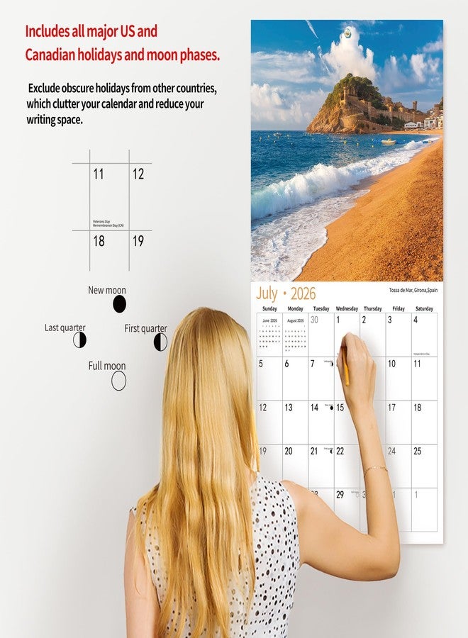 windrio 2026 Wall Calendar,Calendar 2026, January 2026 - June 2027, Wall Calendar BEACHES, 12" x 24" Opened,Full Page Months Thick & Sturdy Paper for Calendar Organizing & Planning - Image 5