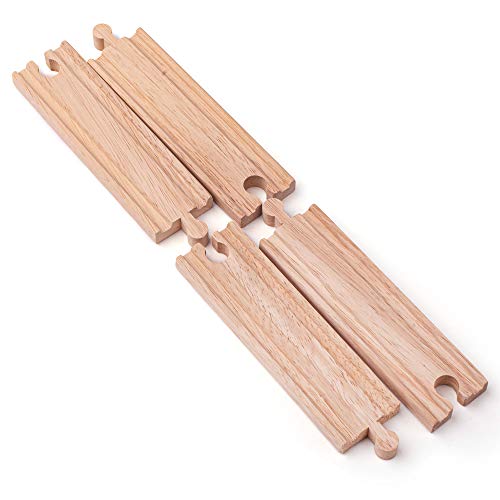 Bigjigs Rail سكك بيججيج الطويلة المستقيمة (عبوة من 4) - متوافقة مع العلامات التجارية الرئيسية الأخرى للسكك الخشبية - Image 5