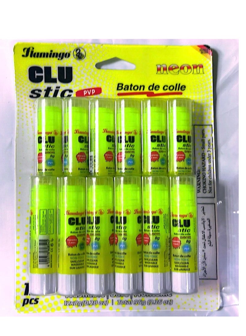 Flamingo Neon Glue Stick PVP 8Gram Pack Of 10