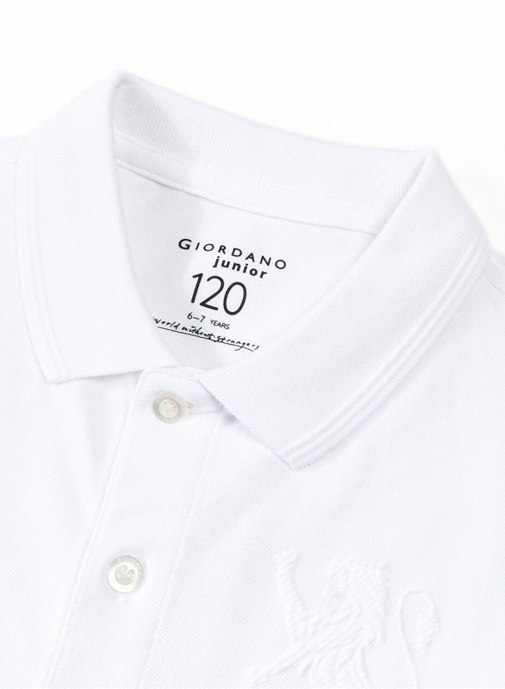 جيوردانو قميص بولو جريء بأكمام قصيرة ومطرز للصغار - Image 3
