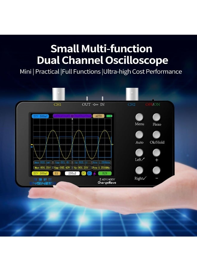 Generic Oscilloscope - 2 Channel Handheld Digital Oscilloscope Kit, 50MSa/s Sampling Rate, 10MHz Bandwidth, Trigger Function Auto/Nomal/Single, Portable Automotive Oscilloscope  - Image 2