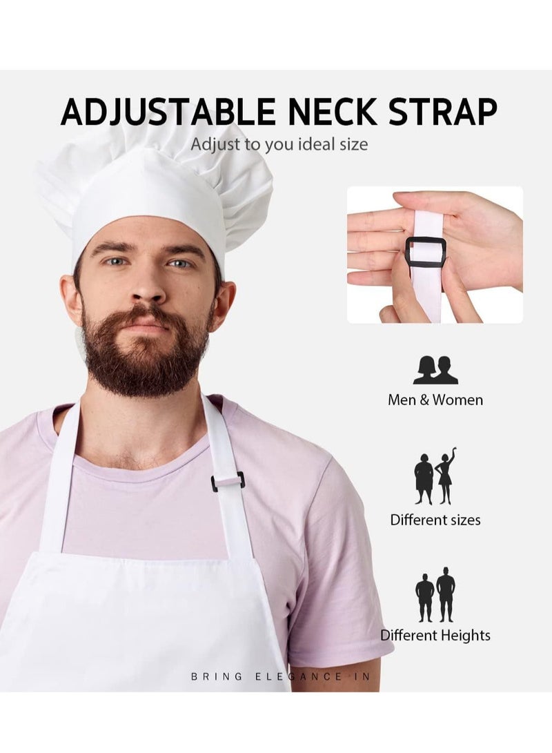 AuliceVerse Waterproof Chef Apron and Hat Set Adjustable Neck Strap Extra Long Ties 2 Pockets Ideal for Cooking Baking BBQ Restaurant Unisex for Men Women - Image 4