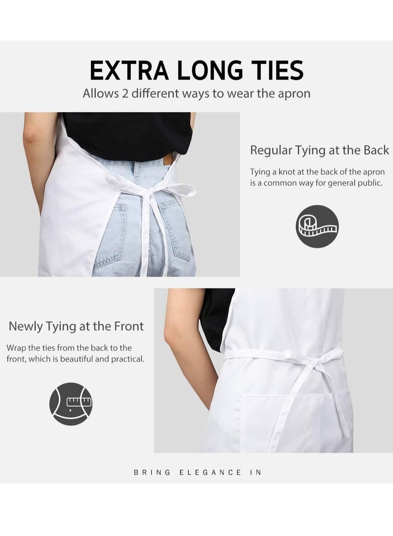 AuliceVerse Waterproof Chef Apron and Hat Set Adjustable Neck Strap Extra Long Ties 2 Pockets Ideal for Cooking Baking BBQ Restaurant Unisex for Men Women - Image 5