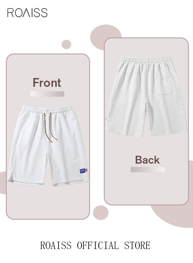 رويس شورتات كاجوال للرجال مع جيوب متعددة بنطلونات رياضية مريحة بساق مستقيمة للرجال شورتات بلون موحد مع رباط قابل للتعديل وحزام خصر مطاطي مناسبة لأنماط الحياة النشطة والمناسبات غير الرسمية - Image 5