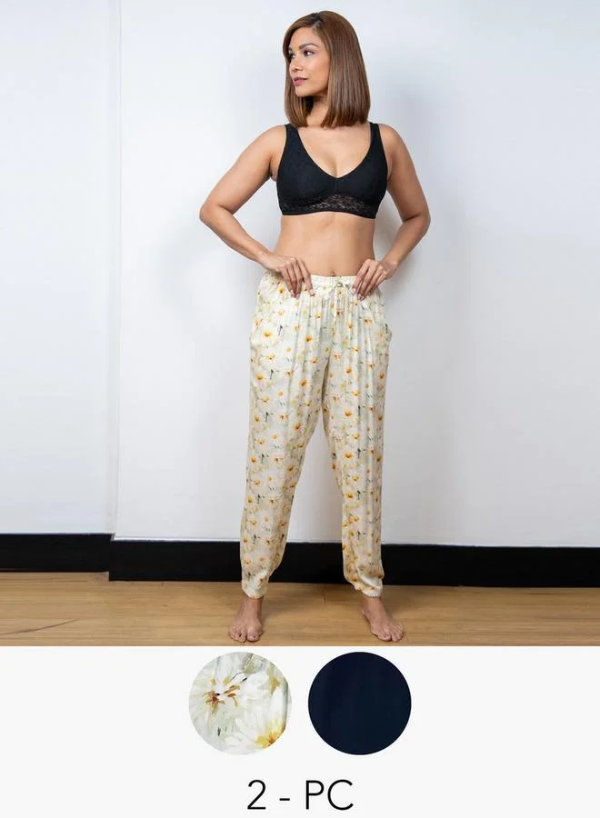 Aadaraya Set of 2 - Aadaraya Assorted Pyjamas with Pockets and Drawstring Closure