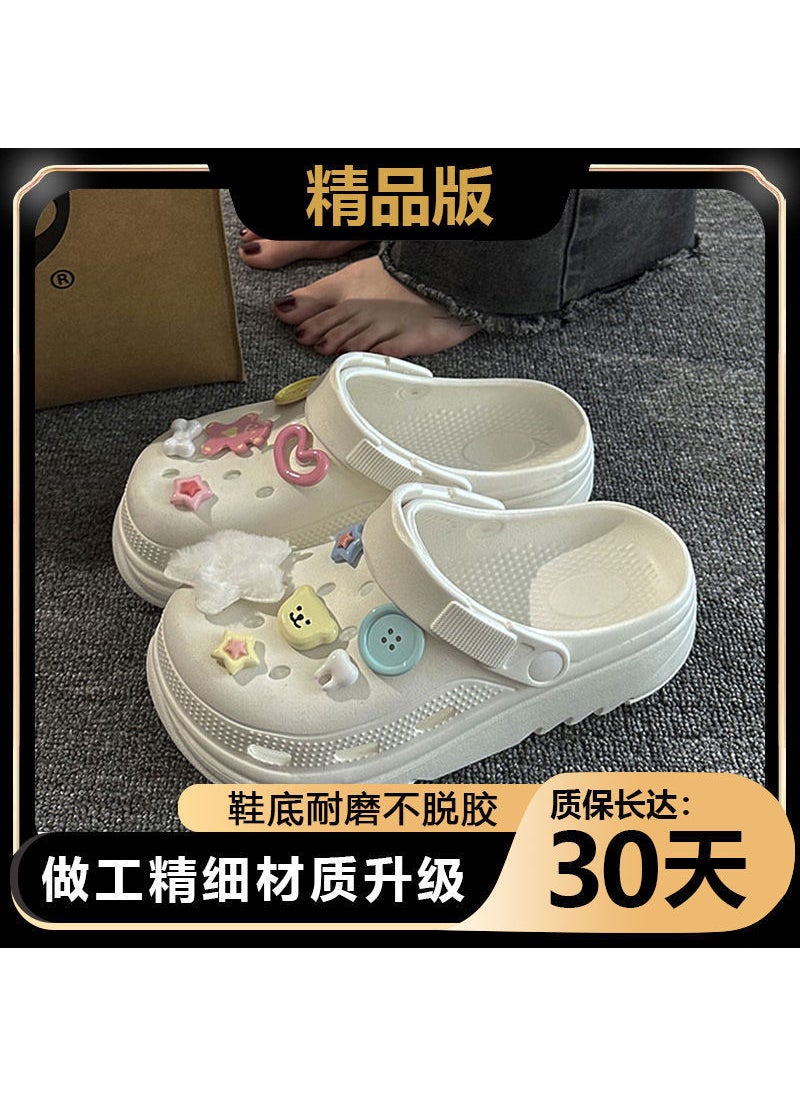 Generic Cute INS Patterned Clogs 2024 Summer Thick-Soled Slippers White [black label premium edition] fbj 