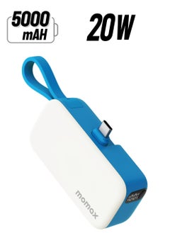 Momax Momax 1-Power Mini Battery Pack 5000 mAh Power Bank [20W] with Built-in USB-C PD Cable - Blue  - Image 1