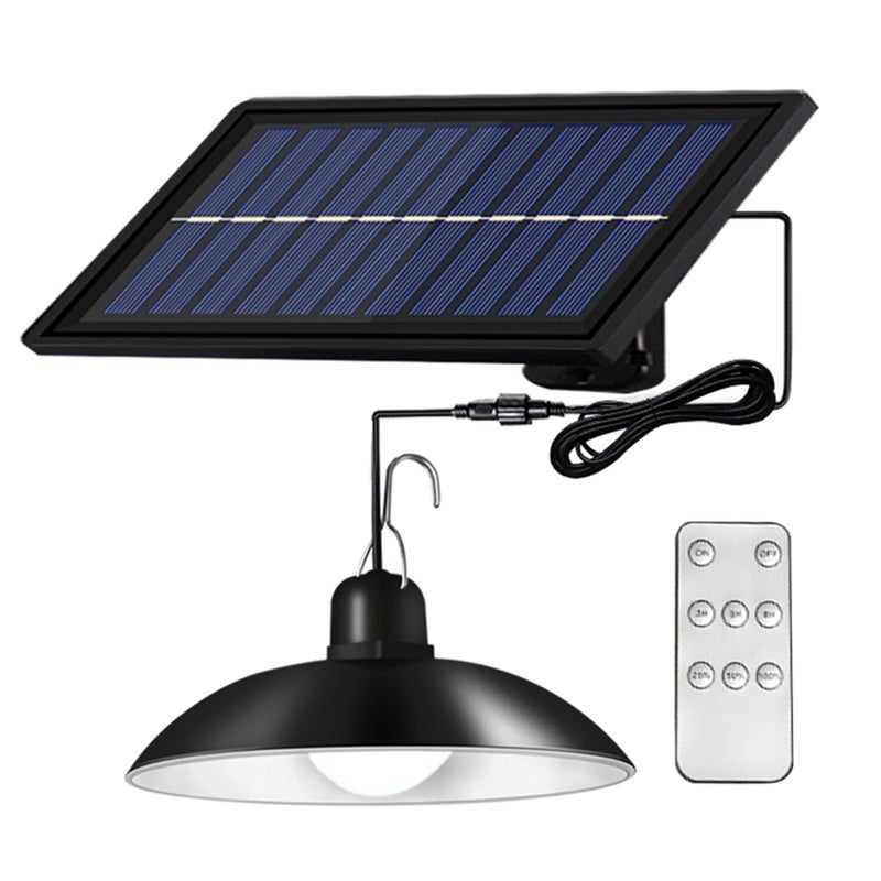 Solar Powered LEDs Ceiling Light Dimmable Shed Lights Patio Chandelier Split Solar Light Hang-ing Lamp Remote & Lighting Control with Timer Function IP65 Water-resistant for Indoor Outdoor Lighting - Image 1
