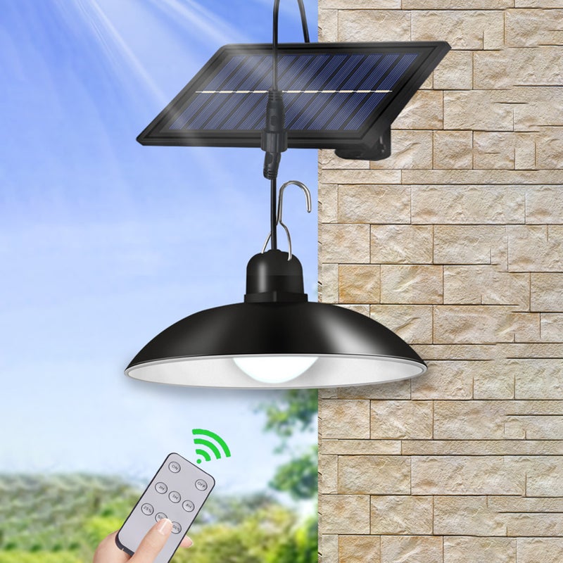 Solar Powered LEDs Ceiling Light Dimmable Shed Lights Patio Chandelier Split Solar Light Hang-ing Lamp Remote & Lighting Control with Timer Function IP65 Water-resistant for Indoor Outdoor Lighting - Image 4