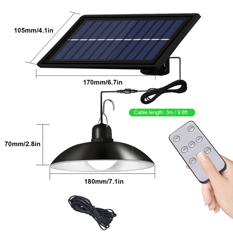 Solar Powered LEDs Ceiling Light Dimmable Shed Lights Patio Chandelier Split Solar Light Hang-ing Lamp Remote & Lighting Control with Timer Function IP65 Water-resistant for Indoor Outdoor Lighting - Image 2