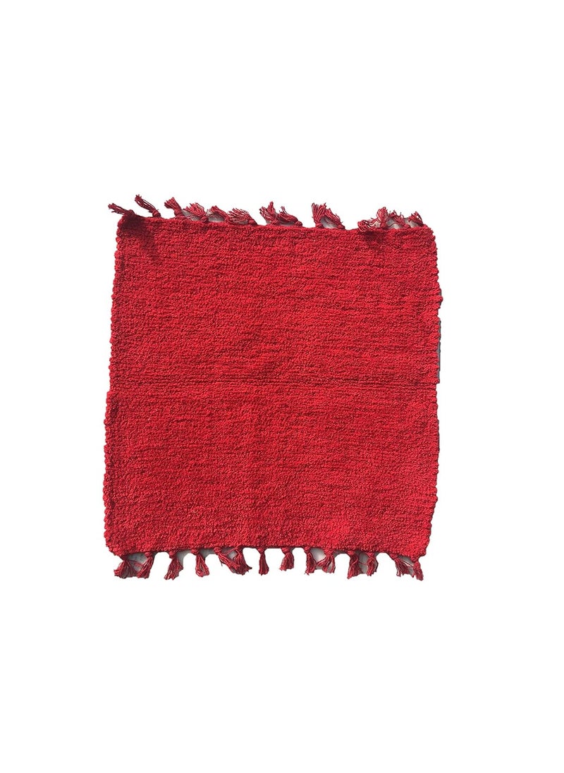 JK JK Pooja Pure Cotton Hand Knitted Reversible Aasan Mat (19x19 inch, Red)  - Image 1
