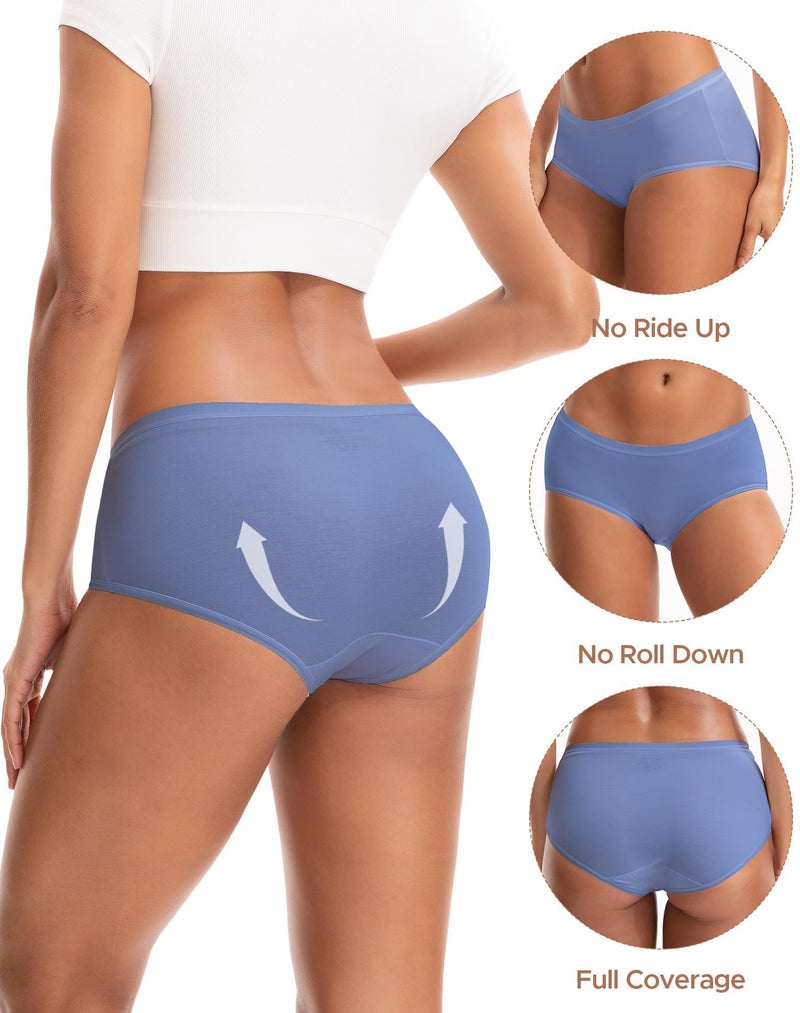INNERSY Women's Soft & Thin No Show Modal Underwear Quick Dry Panties for Summer 5-Pack(Morandi, Large) - Image 3
