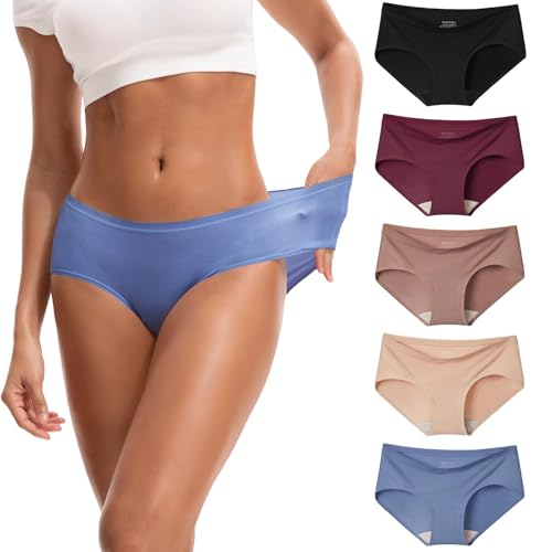 INNERSY Women's Soft & Thin No Show Modal Underwear Quick Dry Panties for Summer 5-Pack(Morandi, Large) - Image 1