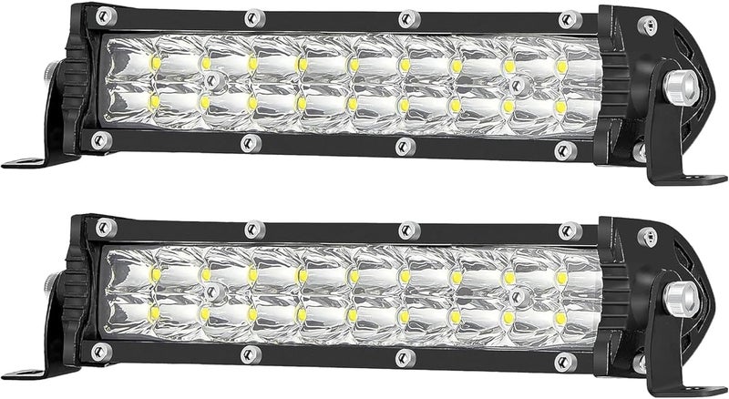 SAN YOUNG LED Light Bars for Truck, 7 Inch Slim 12V 24V 120W 10000lm Double Row Work Light Bar for Tractor ATV UTV RV RZR Snowblower Golf Cart Lawn Mower Automotive, 2 Pack - Image 1