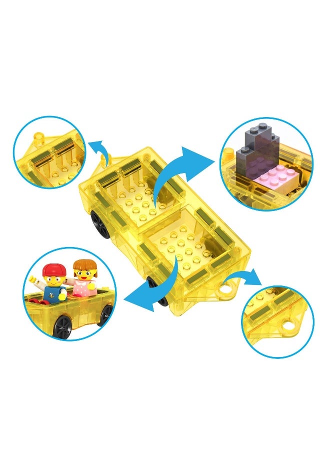PicassoTiles PicassoTiles Mini Diamond Travel Size 120pc Magnet Tiles with Figures and Car Set (120 Pieces)  - Image 3