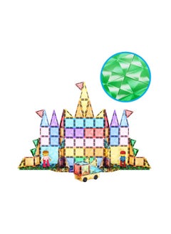 PicassoTiles PicassoTiles Mini Diamond Travel Size 120pc Magnet Tiles with Figures and Car Set (120 Pieces)  - Image 2