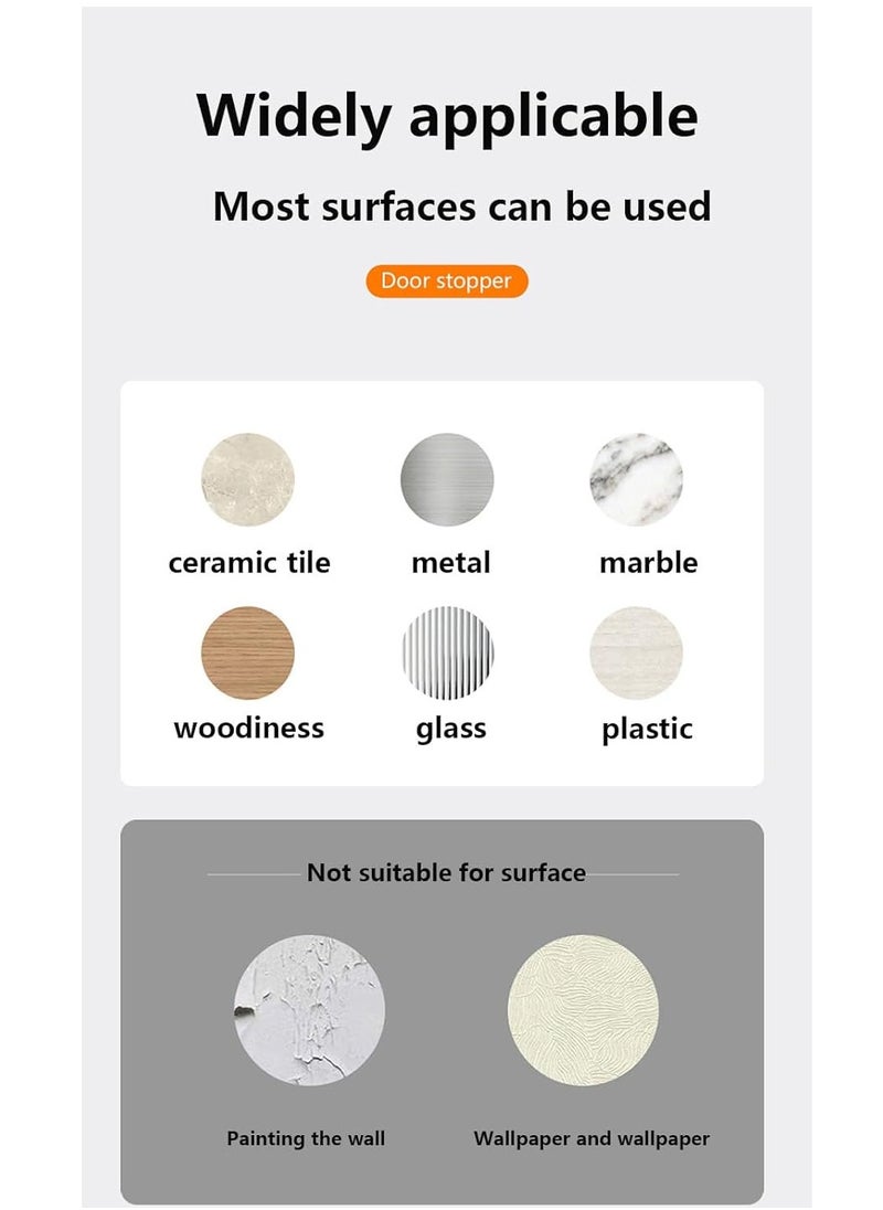 KASTWAVE موقف باب مغناطيسي، سحب باب سيليكون بدون ثقب للجدار، موقف باب مقاوم للصدمات سيليكون ثابت للأشغال المنزلية مغناطيسي قوي لسحب الباب للجدار، 2 قطعة، أزرق وأبيض  - Image 5