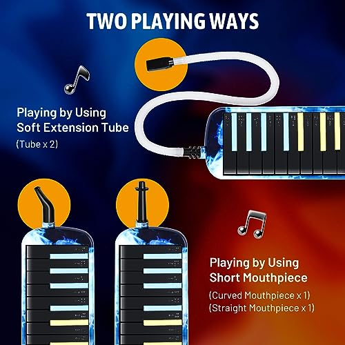 CAHAYA Melodica 32 Keys: Double Tubes Mouthpiece Air Piano Keyboard Musical Instrument Gift with Carrying Bag for Beginners, Professional Musicians - Image 2
