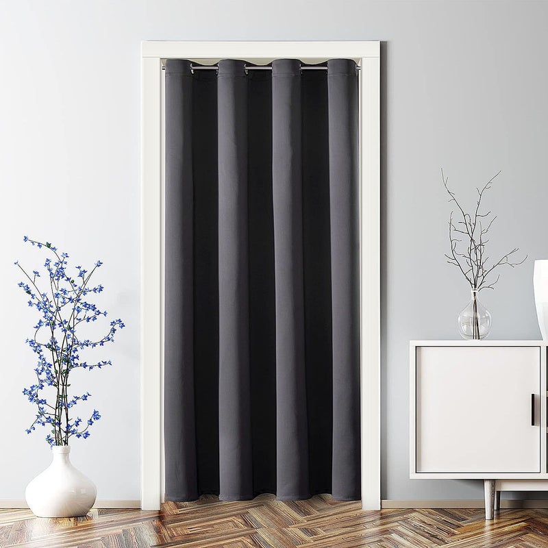 ChrisDowa Blackout Door Curtains for Doorway Privacy  Grommet Closet Curtains for Bedroom Closet Door  Thermal Insulated Temporary Door Cover Room Divider Curtain (1 Panel  Dark Grey  42 x 80 Inch) - Image 1