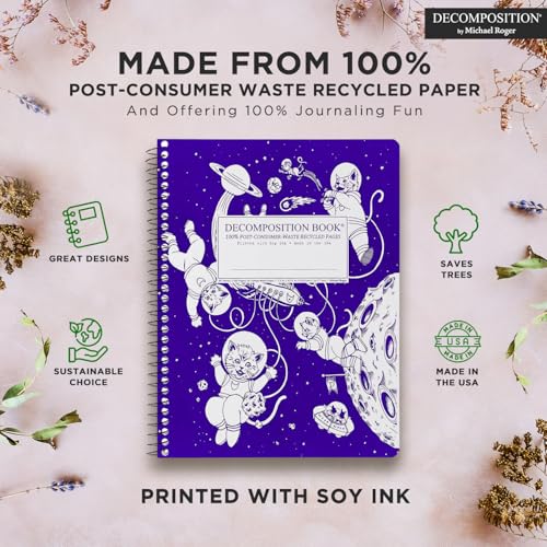Decomposition Kittens in Space College Ruled Spiral Notebook - 9.75 x 7.5 Journal with 160 Lined Pages - 100% Recycled Paper - Cute Notebooks for School Supplies, Home & Office - Made in USA - Image 3