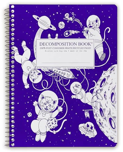 Decomposition Kittens in Space College Ruled Spiral Notebook - 9.75 x 7.5 Journal with 160 Lined Pages - 100% Recycled Paper - Cute Notebooks for School Supplies, Home & Office - Made in USA - Image 1