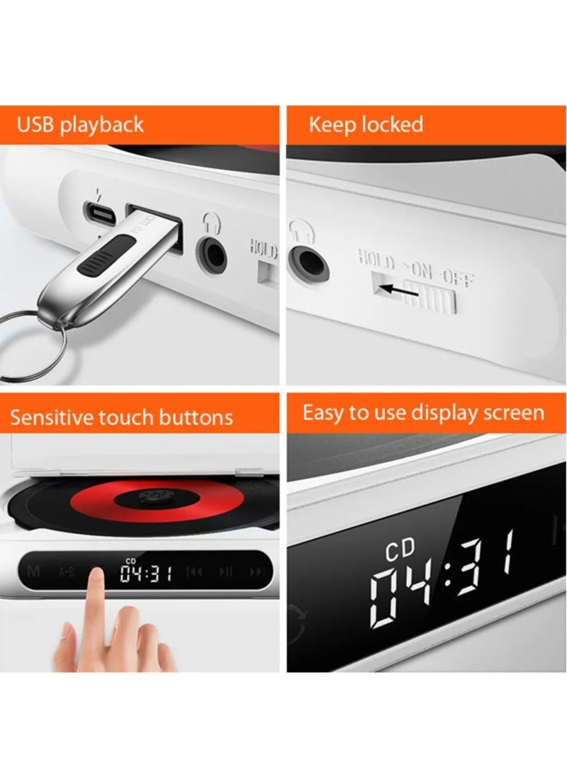 KC-918 Portable CD Player,  Personal CD Players with Bluetooth for Car, Travel or Language learning, Rechargeable Small Music Player