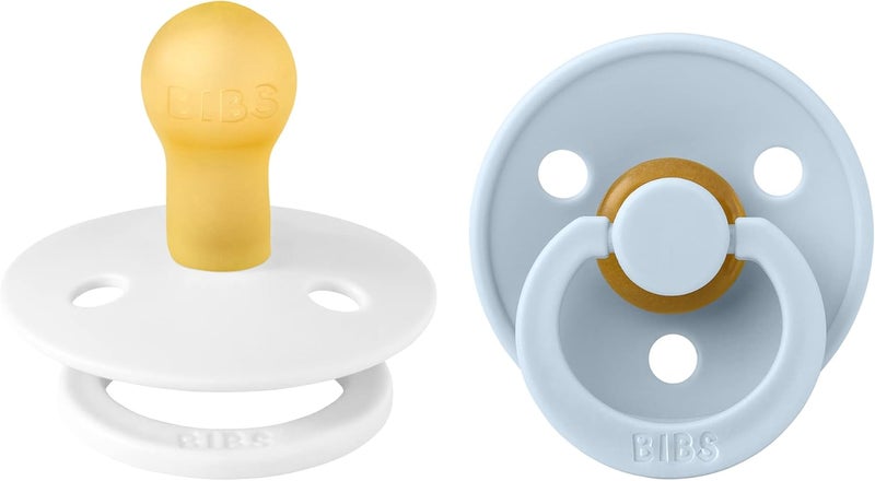 BIBS Pacifiers Colour Collection | Natural Rubber Baby Pacifier | Set of 2 BPA-Free Soothers | Made in Denmark | 0+ Months (Pack of 2) | Steel Blue - Image 1