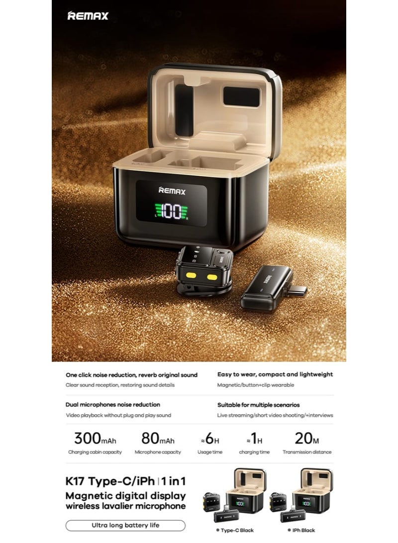 REMAX K17 1-in-1 USB-C Wireless Microphone - Image 1