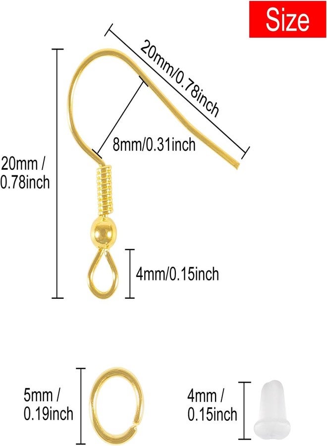 Excellentcrafts Metal Earring Hooks (Fish Hooks) for Jewellery Making Pack of 100 Pcs (Gold) - Image 2
