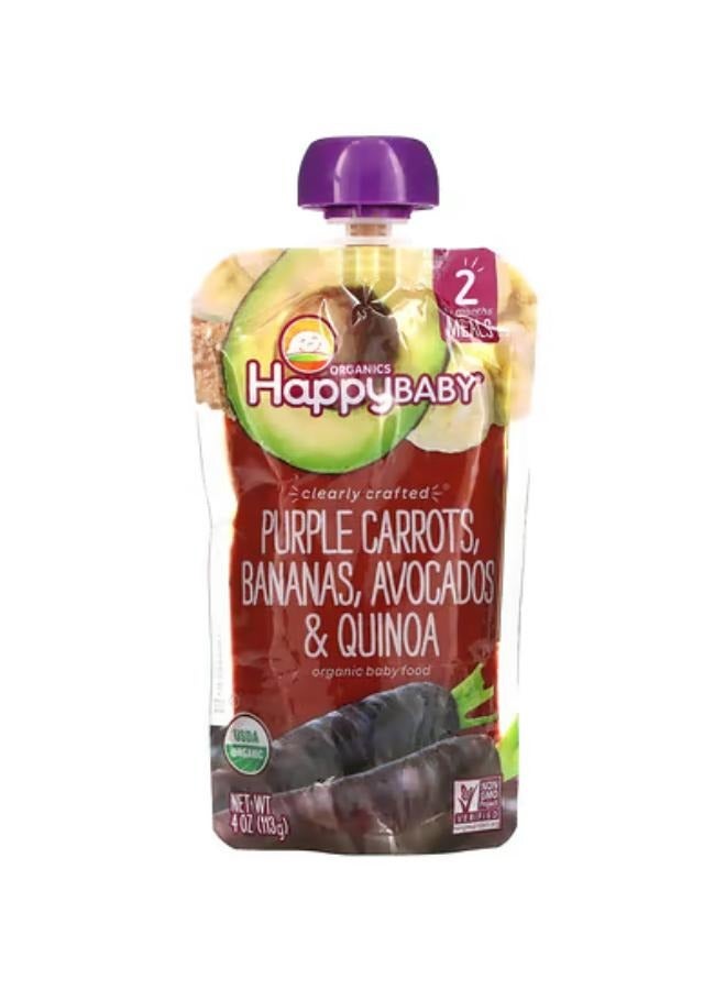 Happy Family Organics Happy Baby, Organic Baby Food, 6+ Months, Purple Carrots, Bananas, Avocados & Quinoa, 4 oz (113 g)