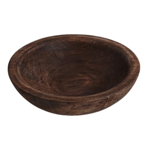 RUIRUICO Hand Carved Wooden Decorative Bowl for Home Entryway Decor, Wood Centerpiece Bowl for Coffee Table Decor, Wood Dough Bowl for Farmhouse Decor (Brown) - Image 1