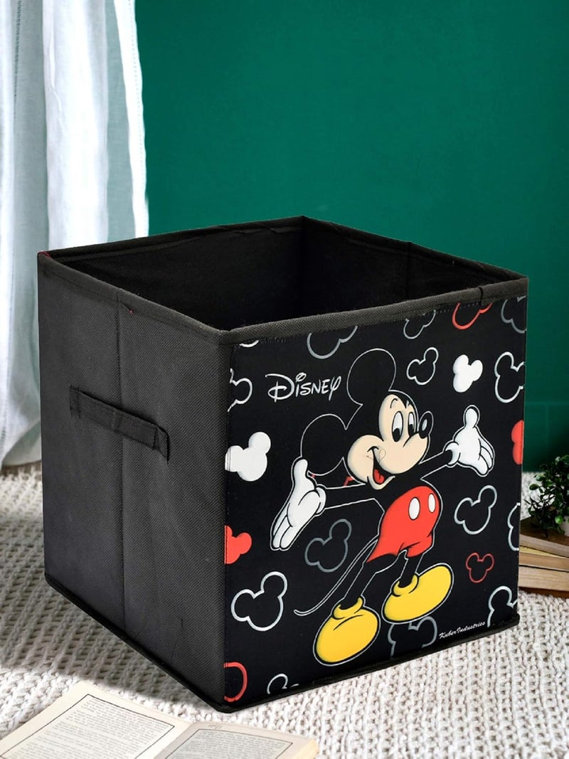 Kuber Industries Disney Print Non Woven Fabric 4 Pieces Foldable Large Size Cloth Storage Box Toy Books Wardrobe Organiser Cube with Handle Black Brown Royal Blue Pink KUBMART02384 - Image 2