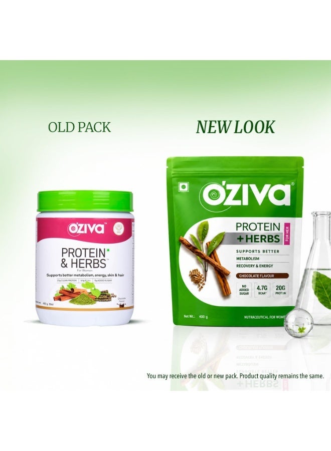 OZiva Protein & Herbs for Women, Chocolate, 16 Servings, 0g added Sugar 400gm - Image 4