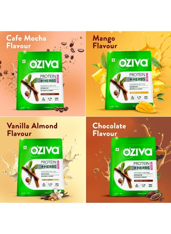 OZiva Protein & Herbs for Women, Chocolate, 16 Servings, 0g added Sugar 400gm - Image 5