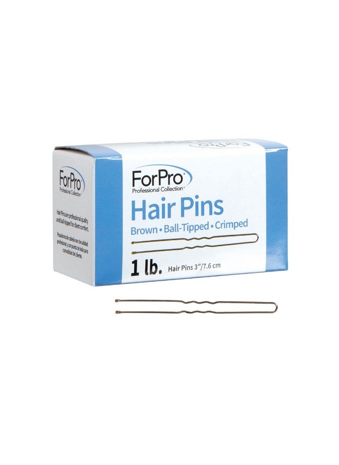 ForPro Professional Collection ForPro Professional Collection Hair Pins (320-Count Approx), Brown, 3" L, Ball-Tipped, Crimped, Non-Damaging, 1 Lb.  - Image 1