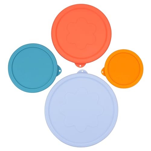 VIOTIIN 1 Cup 2 Cup 4 Cup 7 Cup Round Silicone Replacement Lids for Pyrex Glass Bowls, 4 Pack, Microwave & Dishwasher & Freezer Safe (Container not Included) - Image 1