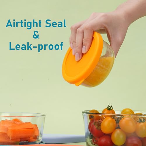 VIOTIIN 1 Cup 2 Cup 4 Cup 7 Cup Round Silicone Replacement Lids for Pyrex Glass Bowls, 4 Pack, Microwave & Dishwasher & Freezer Safe (Container not Included) - Image 4