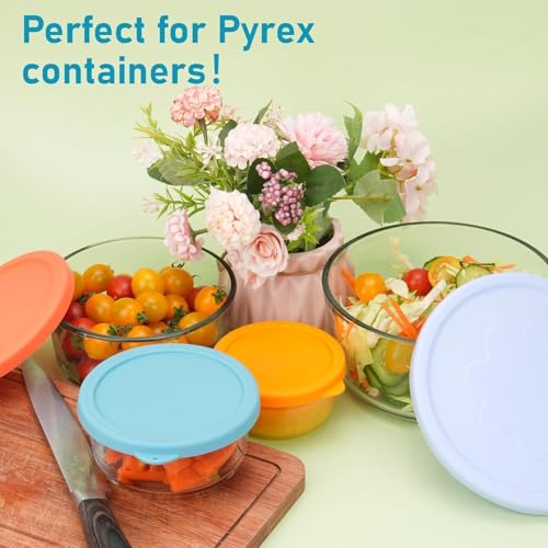 VIOTIIN 1 Cup 2 Cup 4 Cup 7 Cup Round Silicone Replacement Lids for Pyrex Glass Bowls, 4 Pack, Microwave & Dishwasher & Freezer Safe (Container not Included) - Image 5