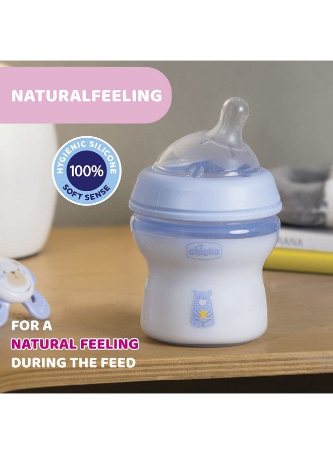 Chicco زجاجة رضاعة طبيعية للشعور للأطفال، 150 مل (0+ أشهر) | حلمة تشبه حلمة الأم | حلمة سيليكون ناعمة، مضادة للمغص | حلمة مائلة مناسبة للمواليد الجدد | مع غطاء مضاد للتنقيط | خالية من BPA (أزرق) - Image 4